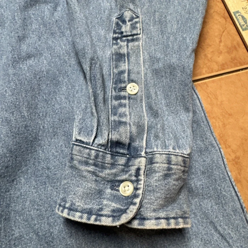 Vintage 90s Polo Ralph Lauren Men's Denim Button‎ Up Sz XL Big Shirt Pony Logo - Picture 5 of 8